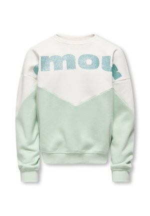 KOGRUNA-MENA LIFE O-NECK - Ikdienas džemperis - cloud dancer print aqua foam/amour glitter