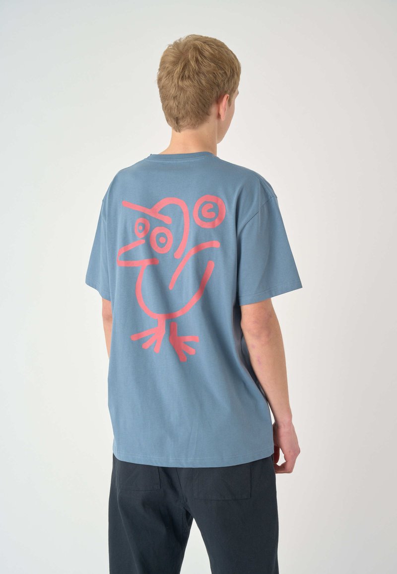 Cleptomanicx SKETCH GULL - T-Shirt print - blue mirage