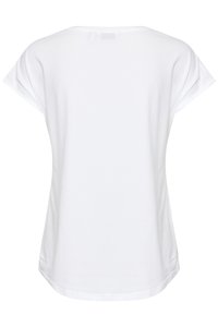 Plain white short-sleeve T-shirt shown from the back with a round neckline and slightly curved hem.