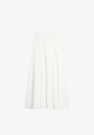 Massimo Dutti, FLOWING MIDI SKIRT WITH PANEL DETAIL - A-snit nederdel - white