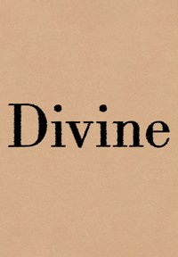 Tessuto beige con la parola "Divina" in grassetto, carattere serif nero. Texture liscia con un sottile motivo a coste.