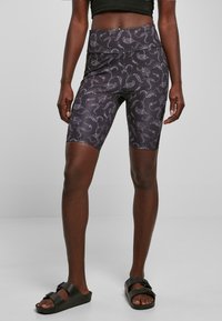 Urban Classics - HIGH WAIST AOP CYCLE - Shorts - blackpaisley Miniatyrbild 1