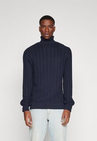 Selected Homme SLHBRAI CABLE ROLL NECK  - Strickpullover - sky captain