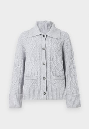 Abercrombie & Fitch Cable-Knit Collared Cardigan - Gilet - grey