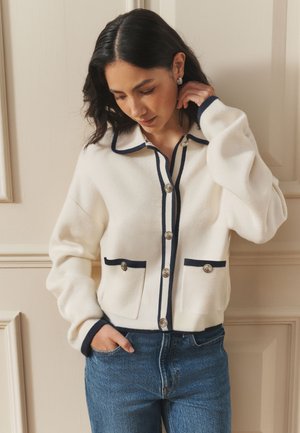 Laura Ashley, REGULAR FIT - CONTRAST TRIM DETAIL NAUTICAL BUTTON THROUGH  - Cardigan - ecru navy