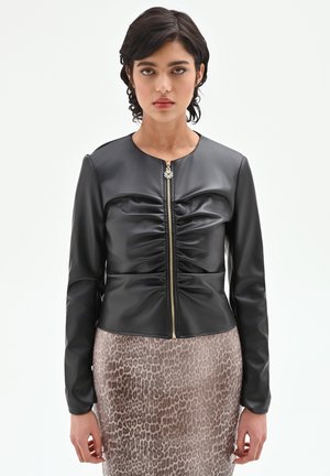 CON ZIP ARRICCIATURE - Veste en similicuir - black