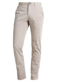 Beiga bomullschinos med slim fit, med knappstängning, framfickor och en slät textur. Ren design, inga märkbara mönster.
