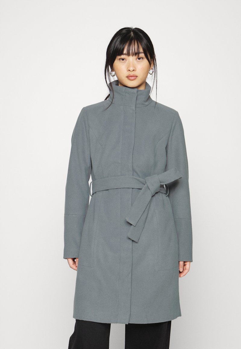 VILA Petite VIPOKU HIGH NECK COAT - Casaco clássico - medium grey melange