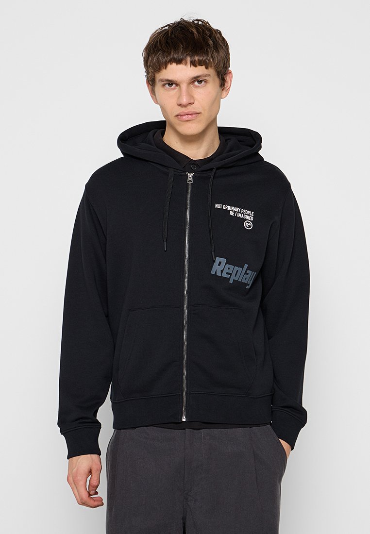 Replay Sweater met rits zwart