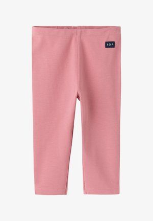 Rosa Kleinkind-Leggings mit elastischem Bund und einem kleinen schwarzen Etikett mit der Aufschrift P.O.P oben rechts.