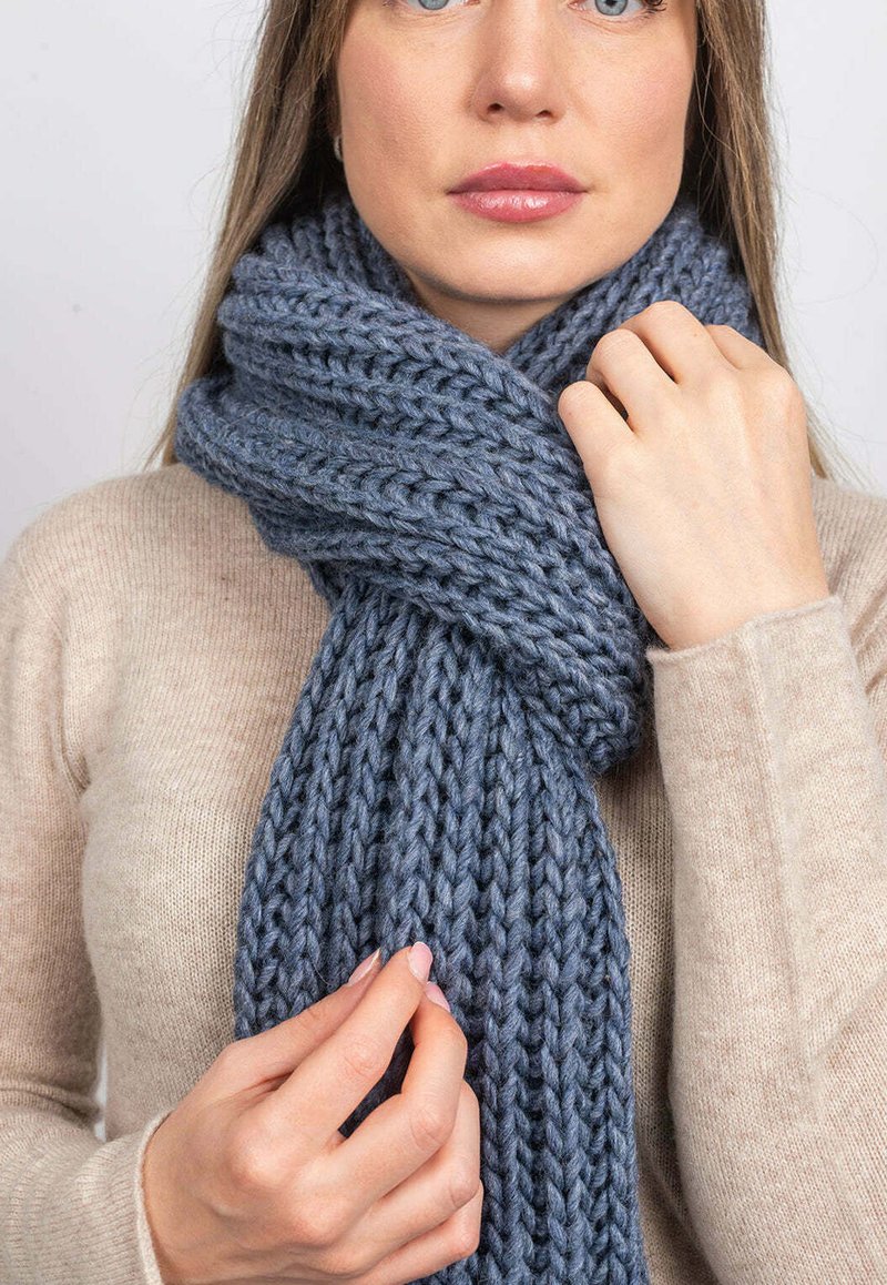 Freak Scene Foulard Quadrato In Cotone - Grigio-blu Con Frange, Leggero E Morbido, 100% Cotone