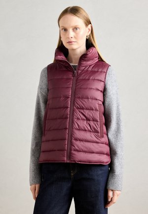 STAND UP COLLAR WELT POCKETS - Waistcoat - aubergine red