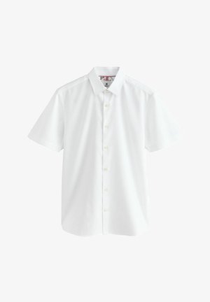 Kortærmet hvid skjorte lavet af bomuld. Har en klassisk krave, knaplukning foran og en glat overflade med et enkelt design.