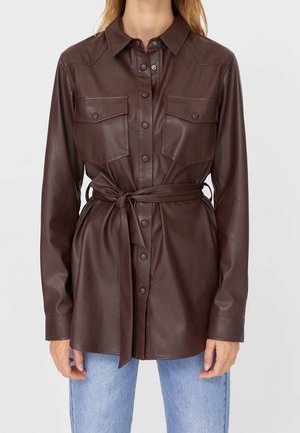 Imitatieleren jas - dark brown