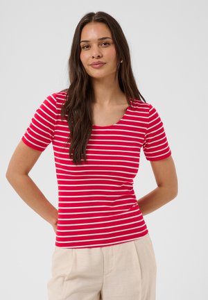 Kaffe, KAELLOS T-SHIRT - T-shirt imprimé - lipstick red chalk stripe cc