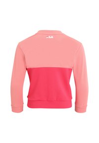 Giacca da uomo FILA, caratterizzata da un design color block in rosa chiaro e rosa vivace, realizzata in un tessuto liscio e morbido con polsini a coste.