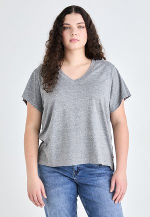BOXY V NECK TEE - T-shirt basique - triblend header gray