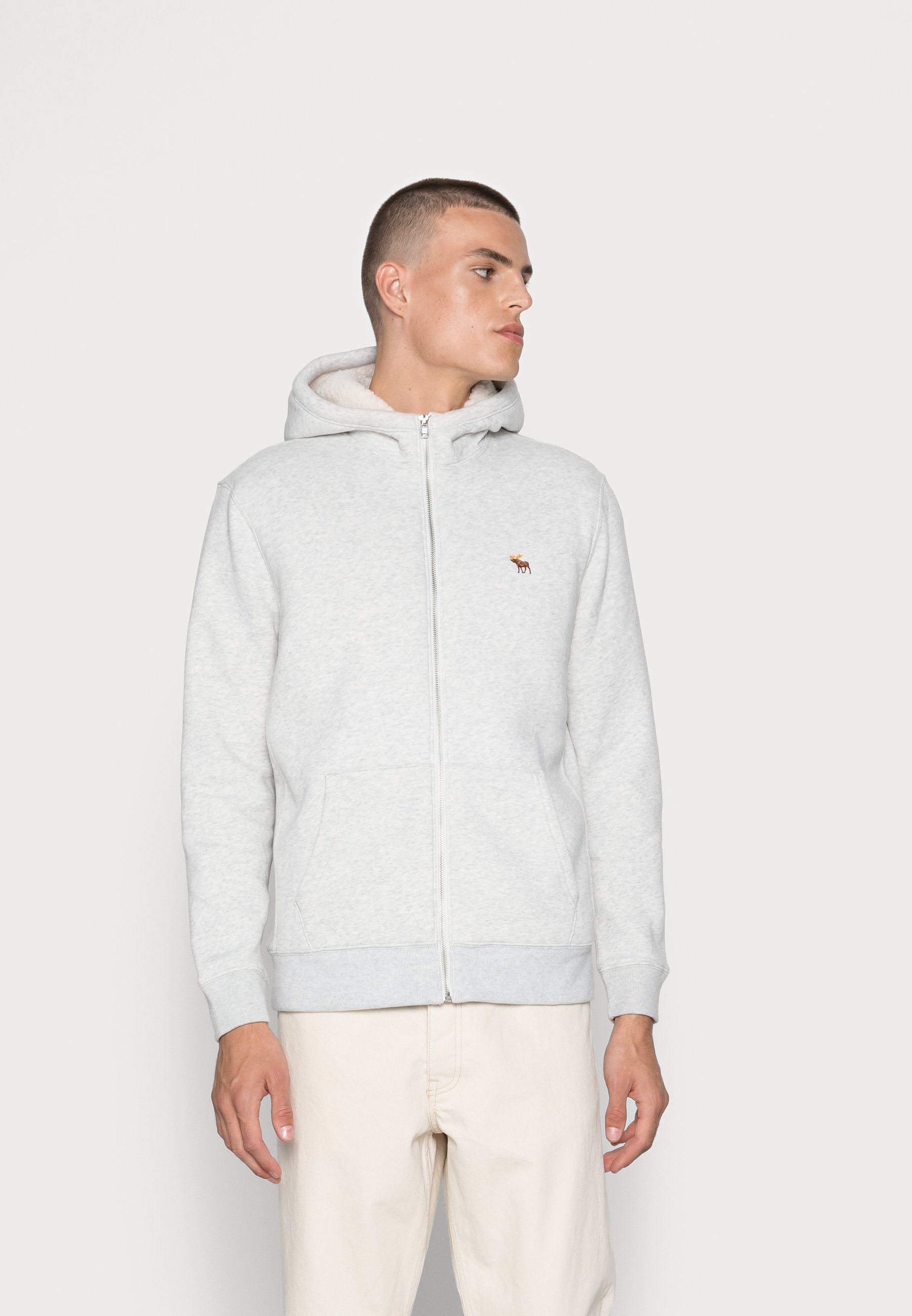 Abercrombie \u0026 Fitch ICON SHERPA - Felpa con zip - heather grey/grigio -  Zalando.it