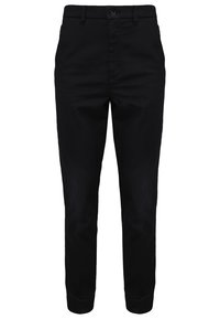 Svarta chinos i en bomullsblandning, med dragkedja och knappstängning, fem fickor och en tapered passform.