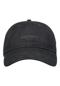 Casquette noire en coton avec une visière courbée. Présente le logo "element" brodé en marron sur le devant. Dispose d'oeillets de ventilation.