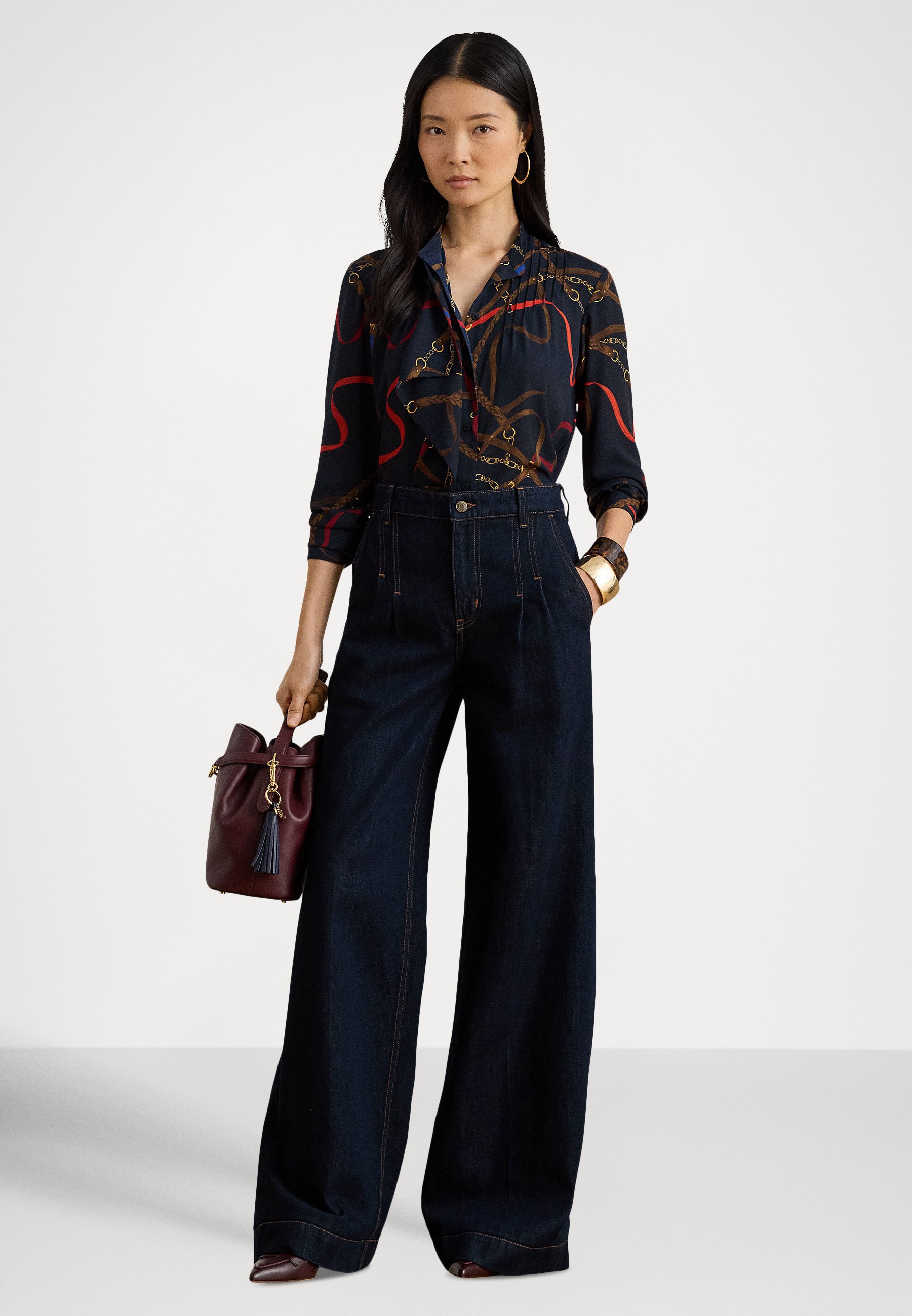 Lauren Ralph Lauren PLEATED HIGH-RISE WIDE-LEG JEAN - Relaxed fit