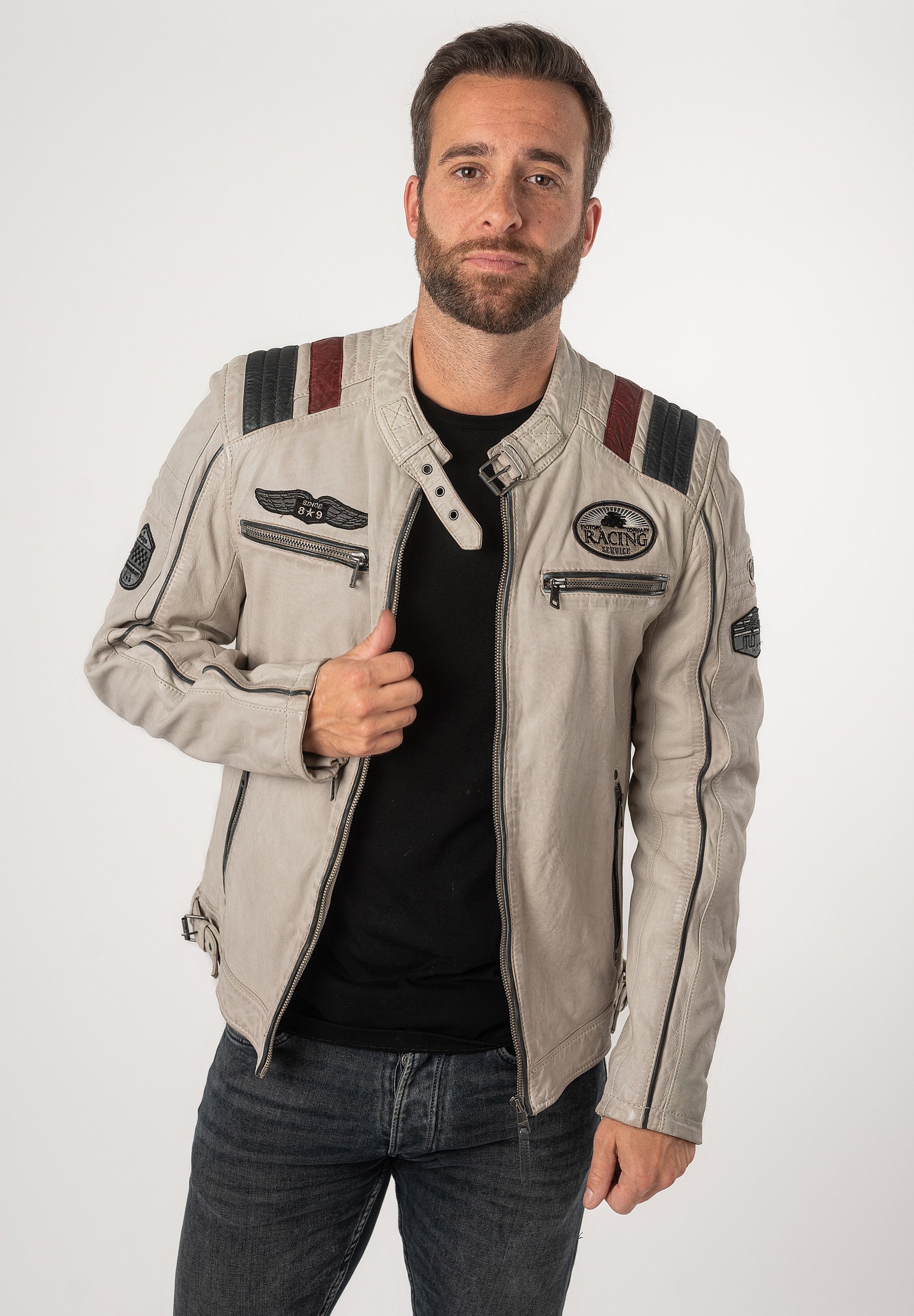 Mauritius Veste en cuir offwhite ii/écru ZALANDO