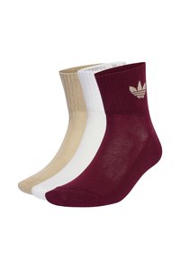 adidas Originals 3PACK - Ponožky - white   stone khaki   maroon