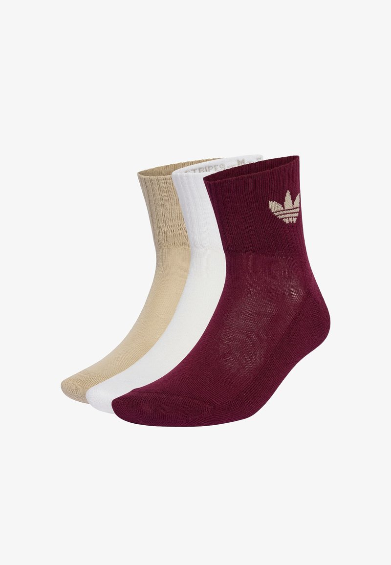 adidas Originals 3PACK - Socks - white stone khaki maroon