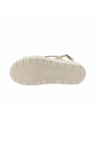 Sandalo casual con suola in gomma flessibile, soletta beige chiaro, cinturino regolabile e superficie liscia con un design semplice.