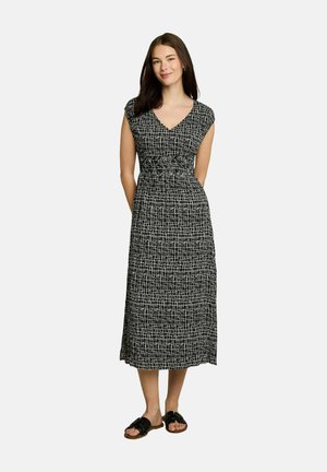 TOM TAILOR, LOOSE FIT MAXI-KLEID MIT ALLOVER-PRINT - Day dress - abstract black grid design