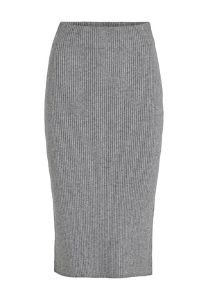 VILA, MIDI SKIRT VIRIL KNITTED - Jupe crayon - medium grey melange
