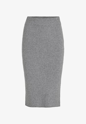VILA, MIDI SKIRT VIRIL KNITTED - Jupe crayon - medium grey melange