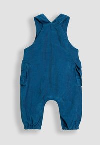 Zilie korduroja kombinezoni ar krusteniskām siksnām, elastīgām piedurknēm un divām sānu kabatām. Mīksta tekstūra, brīvs griezums un noapaļoti kāju gali.