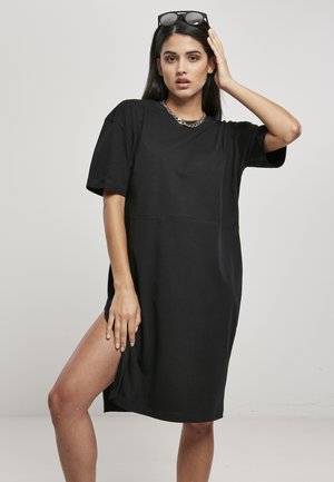 LADIES ORGANIC OVERSIZED SLIT TEE DRESS - Denní šaty - schwarz