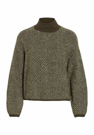 VILA, VILORY HIGH NECK L/S KNIT TOP - NOOS - Pullover - forest night