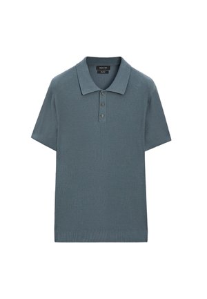 Massimo Dutti WIDE SHORT SLEEVE POLO COLLAR - Piké - blue
