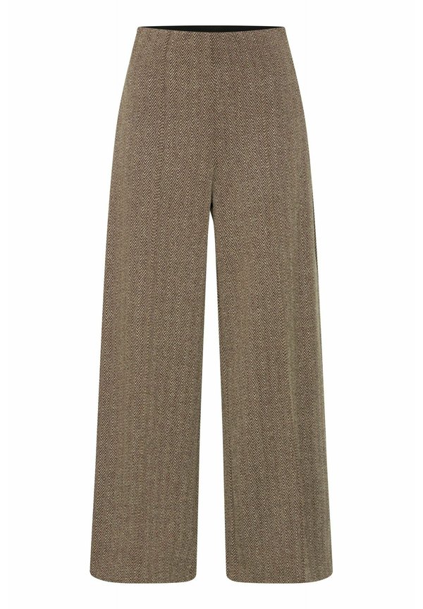 IHKATE JACQUARD - Trousers - java almond milk herringbone2