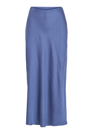 Sinine satiinist maxi seelik, millel on sile ja veidi läikiv tekstuur. A-lõikega siluett ja elastne vöökoht, mis loob minimalistliku disaini.