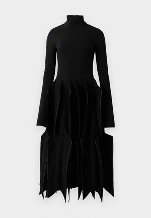 DRESS WITH PANELS AND CONTRAST ZIGZAG - Proginė apranga - black