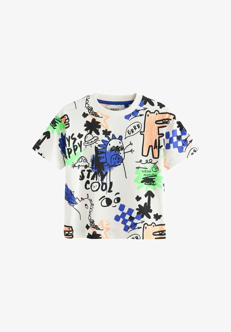 Next SHORT SLEEVE GRAFFIC - REGULAR FIT - T-shirts print - white blue dino