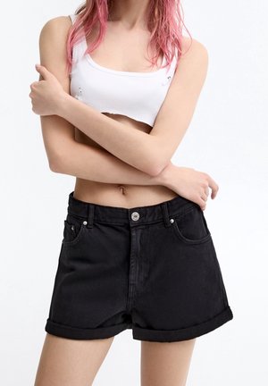 PULL&BEAR Shorts vaqueros - black