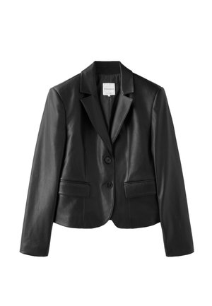 Stradivarius, SHORT FITTED BLAZER - Giacca in similpelle - black