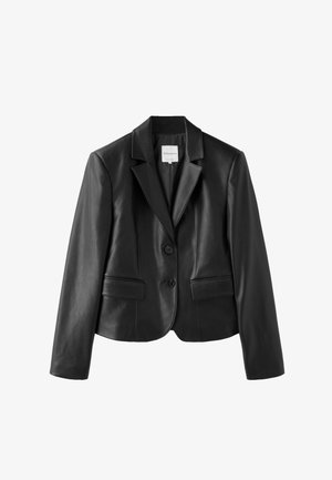 Stradivarius, SHORT FITTED BLAZER - Giacca in similpelle - black