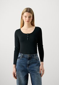 ONLY ONLLIVE LOVE PLACKET - Tops ar garām piedurknēm - black