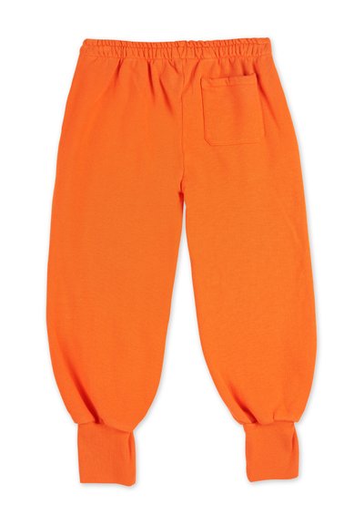 Orange Sweatpants mit elastischem Bund, verstellbaren Bündchen und einer einzelnen Gesäßtasche. Hergestellt aus weichem, strukturiertem Stoff.