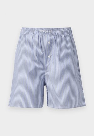 Gestreepte katoenen shorts in blauw en wit, met een elastische tailleband, twee knopen aan de voorkant en een relaxte pasvorm.