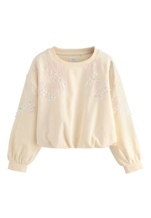 REGULAR FIT - LONG SLEEVE SEQUIN BUBBLE HEM - Felpa - cream