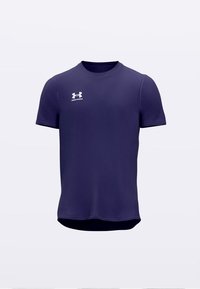 Športna majica mornarsko modre barve iz gladkega blaga, z okroglim izrezom in kratkimi rokavi. Na prsih je bel logotip.