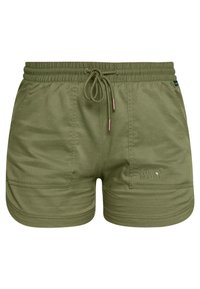 Olivgröna shorts med dragsko i midjan, med framfickor och embossad logotypdetalj. Slätt tyg med en lättviktsdesign.