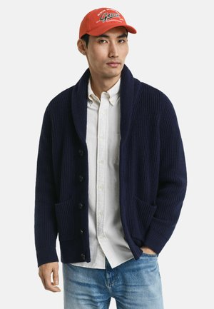 SHAWL COLLAR - Strickjacke - evening blue